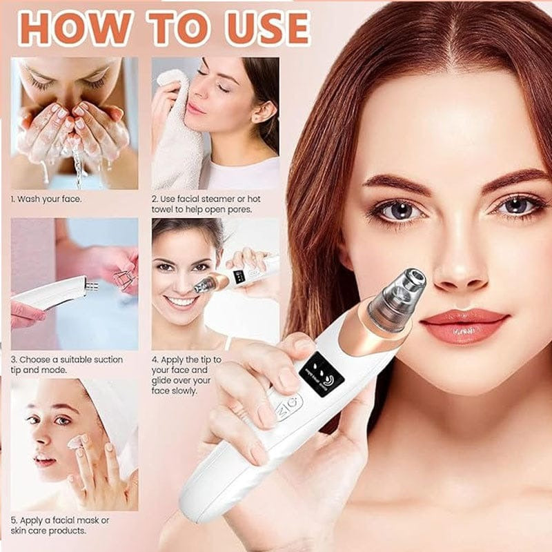 Electric Blackhead Remover | Vacuum Acne & Pore Cleaner | 5 Heads Suction Machine | Skin Care & Exfoliating Tool