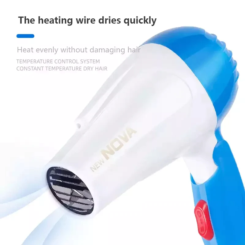 Nova Professional Mini Foldable Hair Dryer – Compact Travel-Friendly Hair Dryer with Folding Handle for Girls