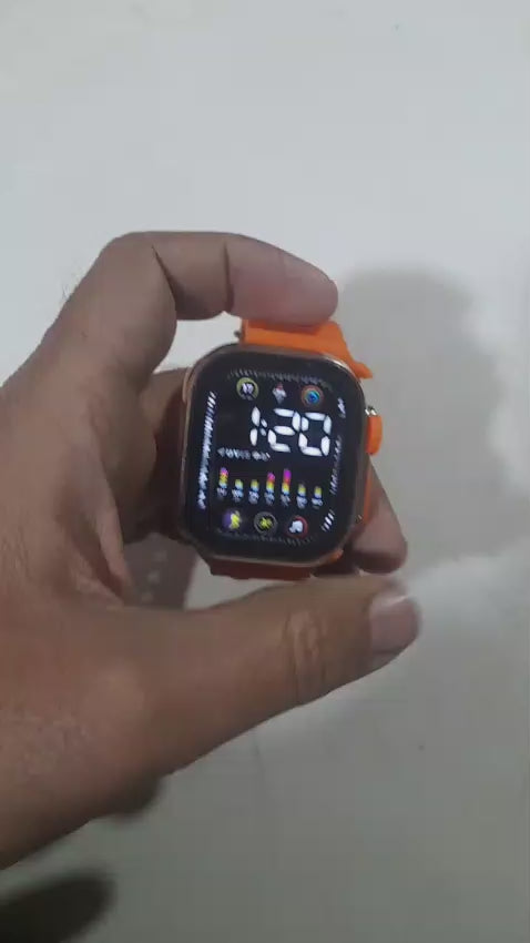 Unisex Waterproof Digital Display Watch – LED Screen Sports Wrist Watch for Men & Women (Orange, Blue, Green, Black)