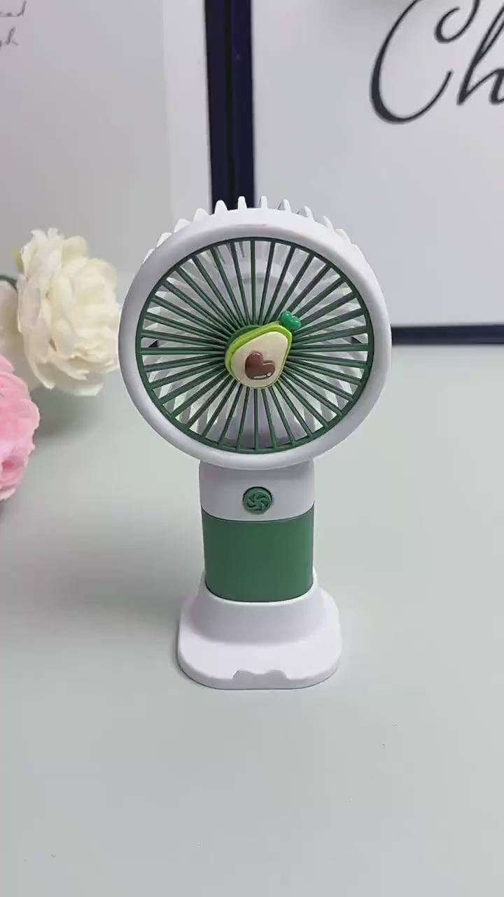 Rechargeable Mini Handy Fruit Character Fan Portable USB Cooling Fan Cute Design Handheld Fan for Kids and Travel (Random Color)